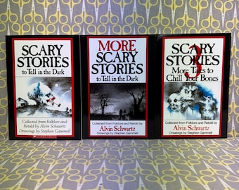 Scary Stories to Tell in the Dark Trilogy by Alvin Schwartz - Original Stephen Gammell Illustrations - 3 Book Set, Scholastic Edition