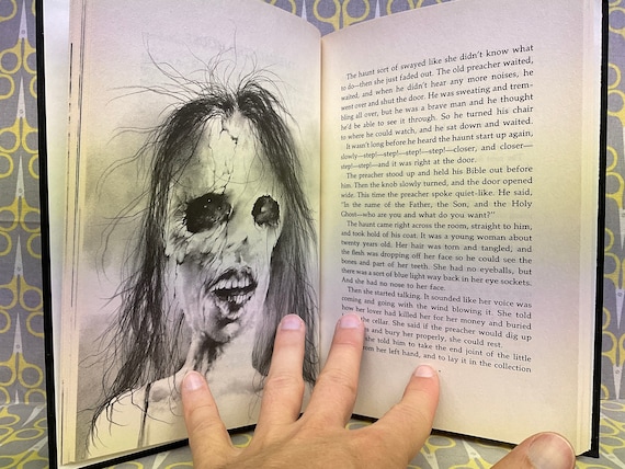 Scary Stories to Tell in the Dark by Alvin Schwartz Hardcover Book  Illustrated by Stephen Gammell Vintage Horror Silver Cover 