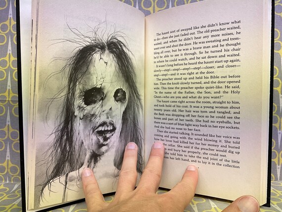 Scary Stories to Tell in the Dark by Alvin Schwartz Hardcover Book  Illustrated by Stephen Gammell Vintage Horror Silver Cover 