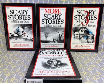 Scary Stories to Tell in the Dark Complete Box Set by Alvin Schwartz - Original Stephen Gammell Illustrations - Classic Horror Books