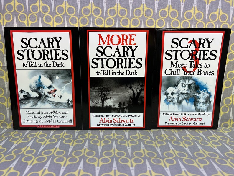Scary Stories to Tell in the Dark by Alvin Schwartz short paperback book set horror trilogy Stephen Gammell Art