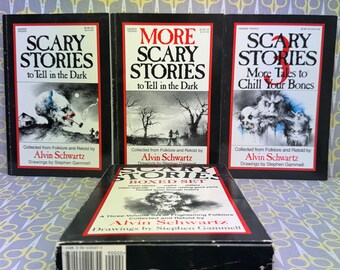 Scary Stories to Tell in the Dark Complete Box Set by Alvin Schwartz - Original Stephen Gammell Illustrations - Classic Horror Books