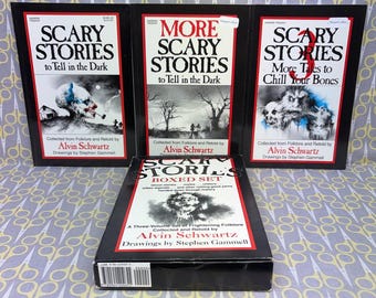 Scary Stories to Tell in the Dark Complete Box Set by Alvin Schwartz - Original Stephen Gammell Illustrations - Classic Horror Books