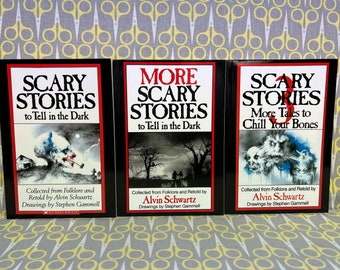 Scary Stories to Tell in the Dark by Alvin Schwartz short paperback book set horror trilogy Stephen Gammell Art