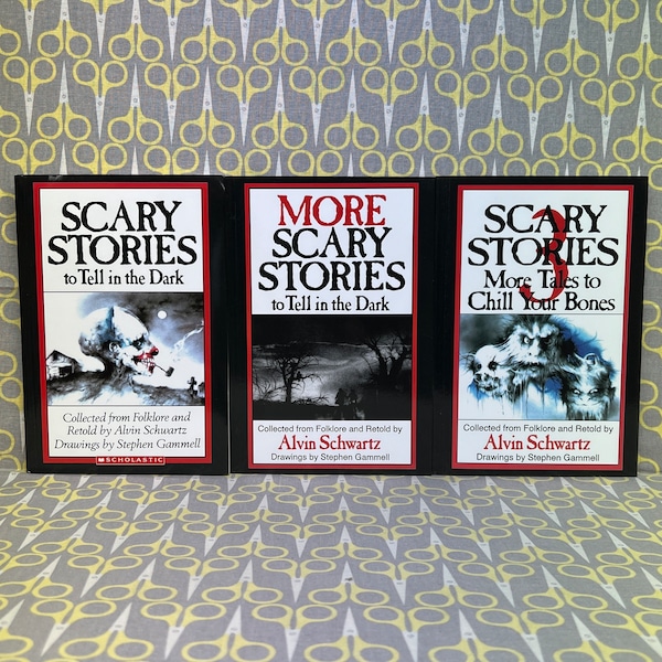 Scary Stories to Tell in the Dark Trilogy by Alvin Schwartz - Original Stephen Gammell Illustrations - 3 Book Set, Scholastic Edition
