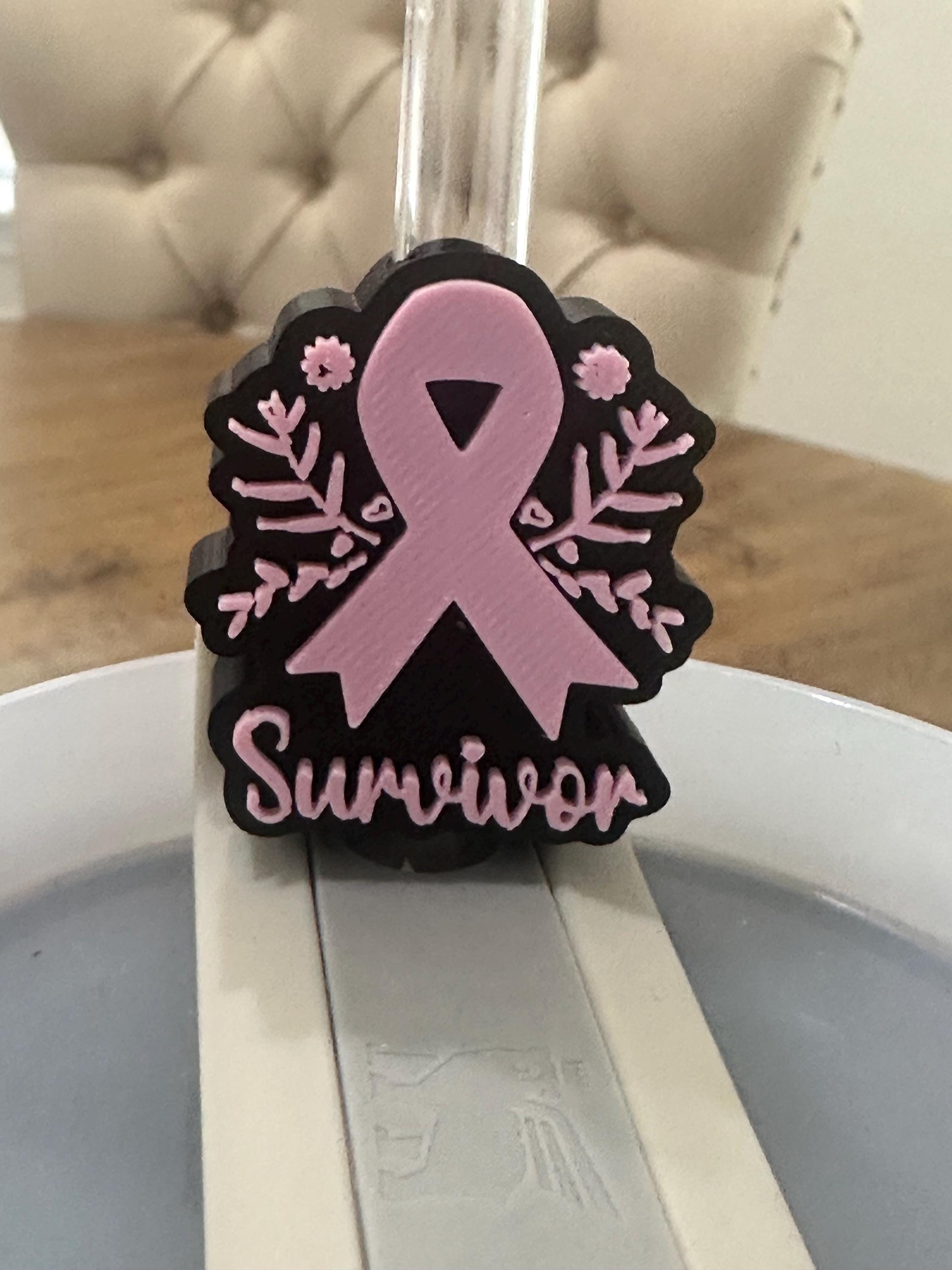 Cancer Survivor Straw Charm Topper - Etsy