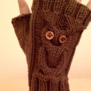 PRINTED Owl Pacino Fingerless Gloves Knitting Pattern TLM Knitted on two straight needles Permission to Sell Finished Products image 4