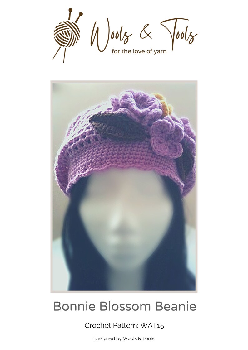 PDF Bonnie Blossom Slouchy Hat Crochet Pattern Permission to Sell Finished Products image 1