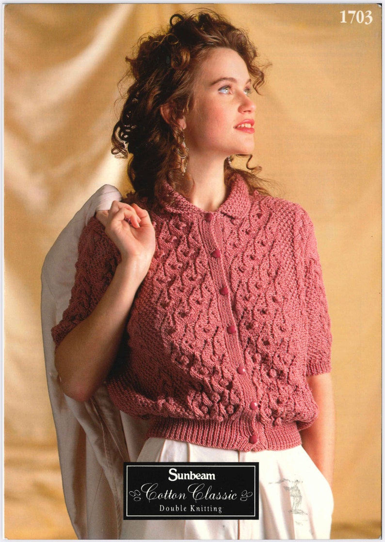 Modèle de tricot vintage Cardigan d'été un modèle de tricot vintage Sunbeam Cotton Classic DK Modèle 1703 image 1