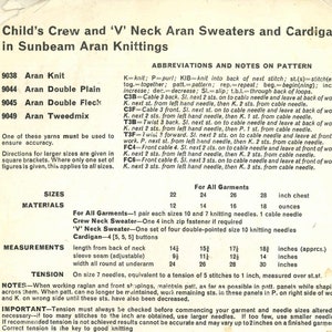 Vintage Childrens Crew and V-neck Aran Sweaters & Cardigan ENHANCED REPRINT of a Vintage Sunbeam Knitting Pattern 画像 2