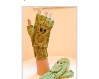 Knit Your Own Owl Pacino Fingerless Gloves: PDF Knitting Pattern for In-the-Round Gloves – Includes Commercial Use Licence