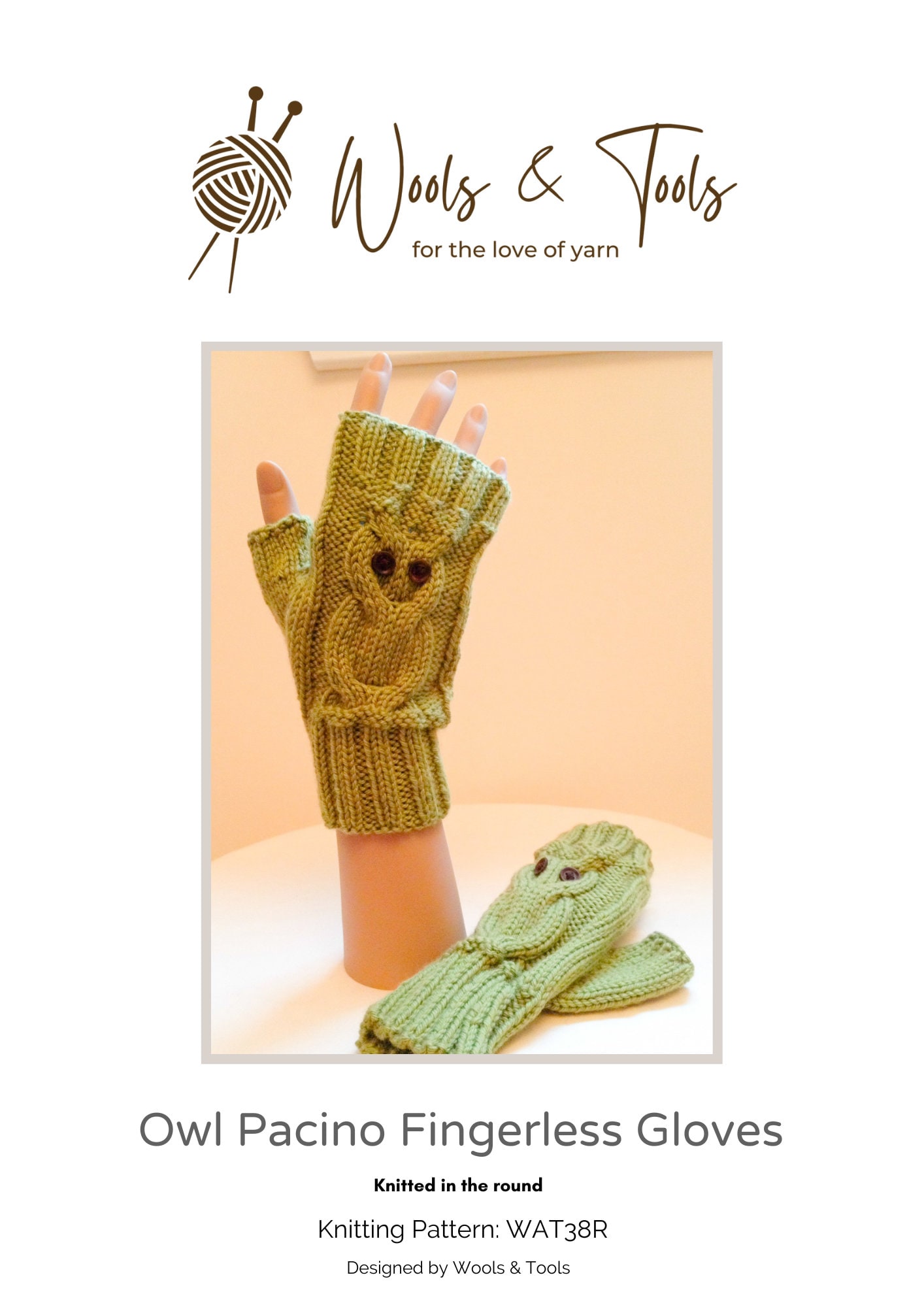 Knit Your Own Owl Pacino Fingerless Gloves: PDF Knitting Pattern for In-the-Round Gloves – Includes Commercial Use Licence