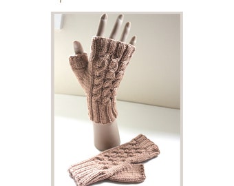 PDF Amberley Fingerless Gloves Knitting Pattern - knitted in the round - Size for Adults and Teens - Permission to sell finished products