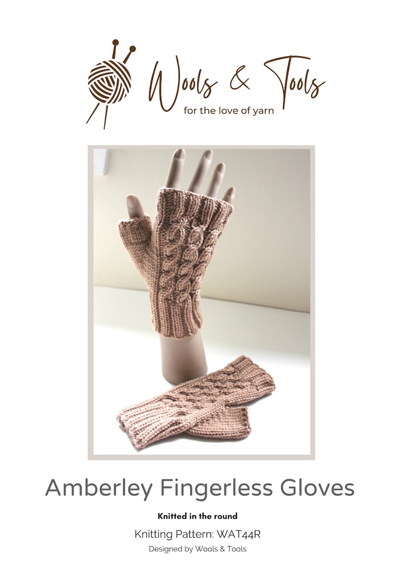 PDF Amberley Fingerless Gloves Knitting Pattern tricoté en rond Taille pour adultes et adolescents Autorisation de vendre des produits finis image 1
