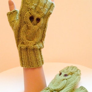 PRINTED Owl Pacino Fingerless Gloves Knitting Pattern TLM Knitted on two straight needles Permission to Sell Finished Products image 2