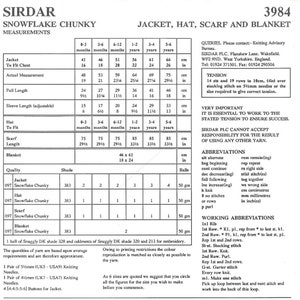 Vintage Baby Sirdar Snowflake Chunky Baby Jacket, Hat, Scarf and Blanket Knitting Pattern Sirdar Knitting Pattern 3984 image 2