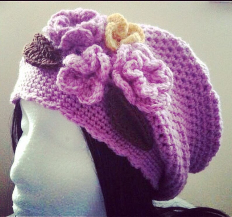 PDF Bonnie Blossom Slouchy Hat Crochet Pattern Permission to Sell Finished Products image 2