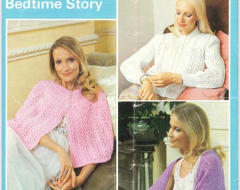 Vintage Knitting Patterns for Bedjacket, Cape and Nightingale (3 patterns in total) - Patons Bedtime Story - Pattern 1385 - ENHANCED REPRINT