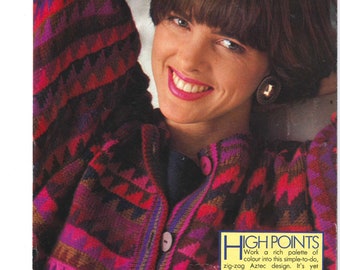 Modèle de tricot de cardigan aztèque Happy Endings High Points vintage