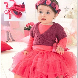 Vintage Baby Sugar Plum Fairy Cardie, Shoes and Headband Knitting Pattern Sirdar Knitting Pattern 1464 画像 1