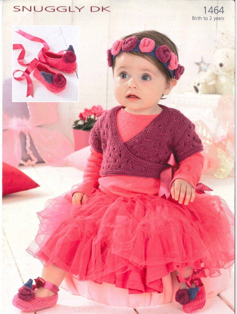 Vintage Baby Sugar Plum Fairy Cardie, Shoes and Headband Knitting Pattern Sirdar Knitting Pattern 1464 image 1