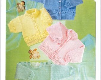 Modèle de tricot de cardigans et pulls bébé vintage par la UK Handknitting Association - UKHKA Knitting Pattern 1