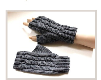 PDF Amberley Fingerless Gloves Knitting Pattern - Knitted on 2 Straight Needles -Size Adults & Teens