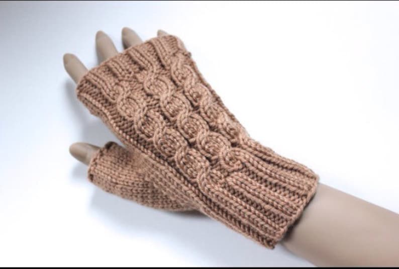 Knitting Pattern for Cabled Fingerless Gloves 0044 knitted Etsy