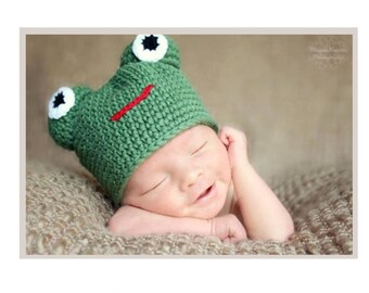 PDF Froggo Baby Hat Crochet Pattern - Permission to Sell Finished Products