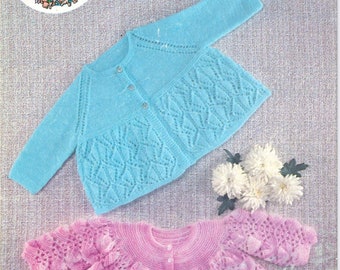 Vintage Baby Matinee Coat Knitting Pattern, Peter Pan P301 patrón de punto - Patrón de abrigo Matinee 3ply, patrón Wendy - REIMPRESIÓN MEJORADA