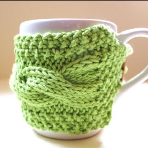 PDF Knitting Pattern: Cabled Mug Cosy Cup Cozy (0035 TLM) - Permission to sell finished products