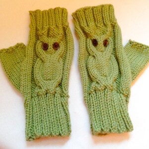 PRINTED Owl Pacino Fingerless Gloves Knitting Pattern TLM Knitted on two straight needles Permission to Sell Finished Products image 3