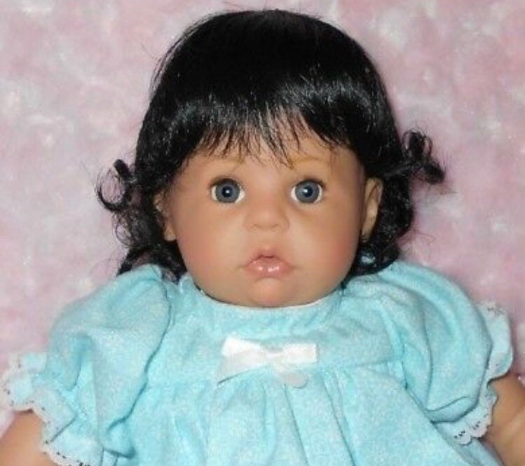 Boy or Girl Etc "BOB" Black Doll Wig Full Cap Size 11 Baby Toddler 