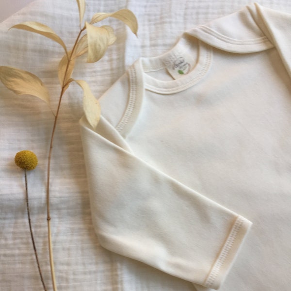 Organic Cotton Onesie - long sleeve in natural,  3-6m, 6-12 m, organic baby clothes, super soft, warm, minimalist