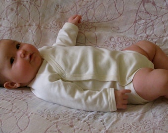 Organic Cotton Baby Bodysuit - Long Sleeve Onesie - Natural Undyed Baby Clothes