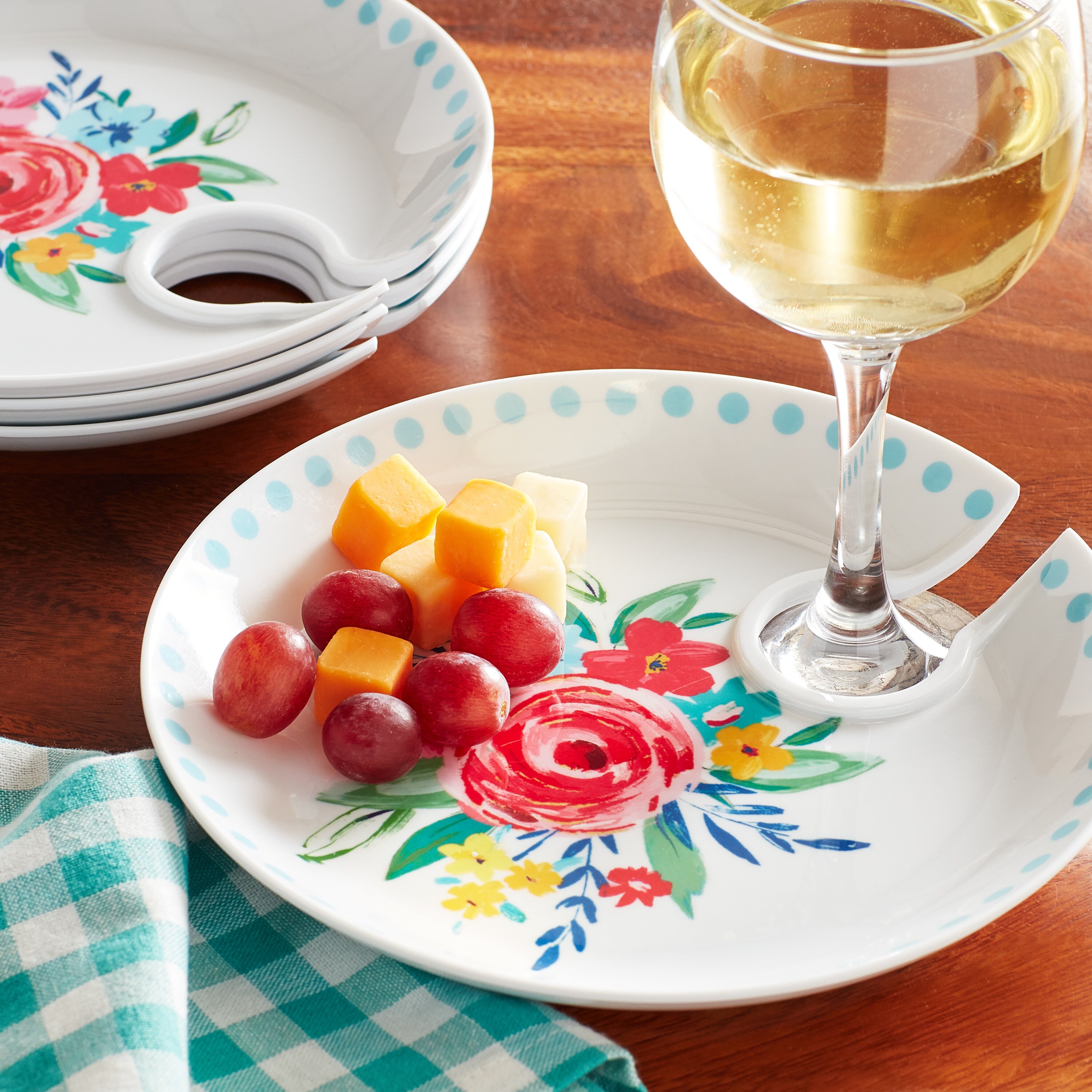 New Pioneer Woman Set of 4 Mingling Plates Wrap Around Wine Etsy