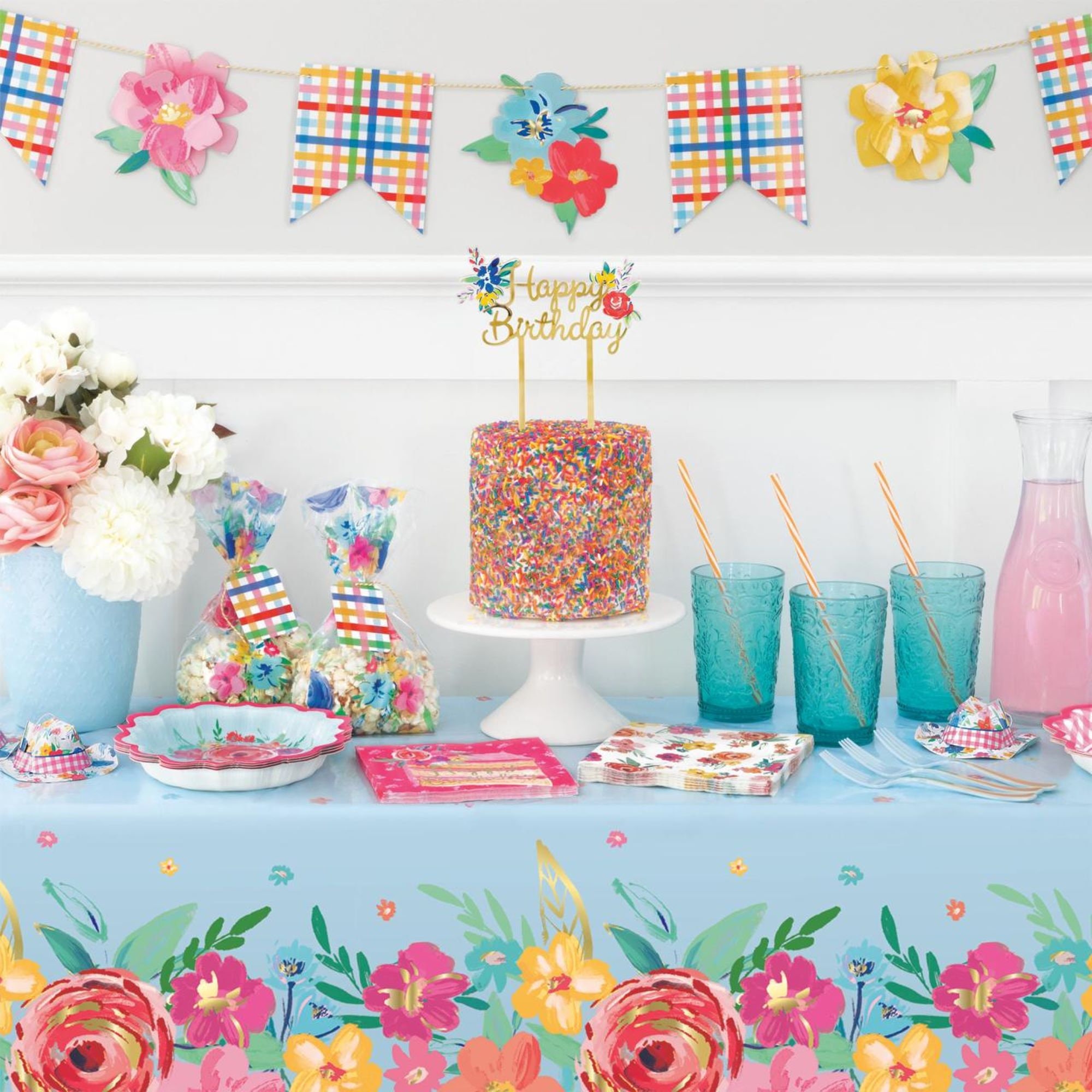 New Pioneer Woman Pink Floral Birthday/Party Supplies table Etsy