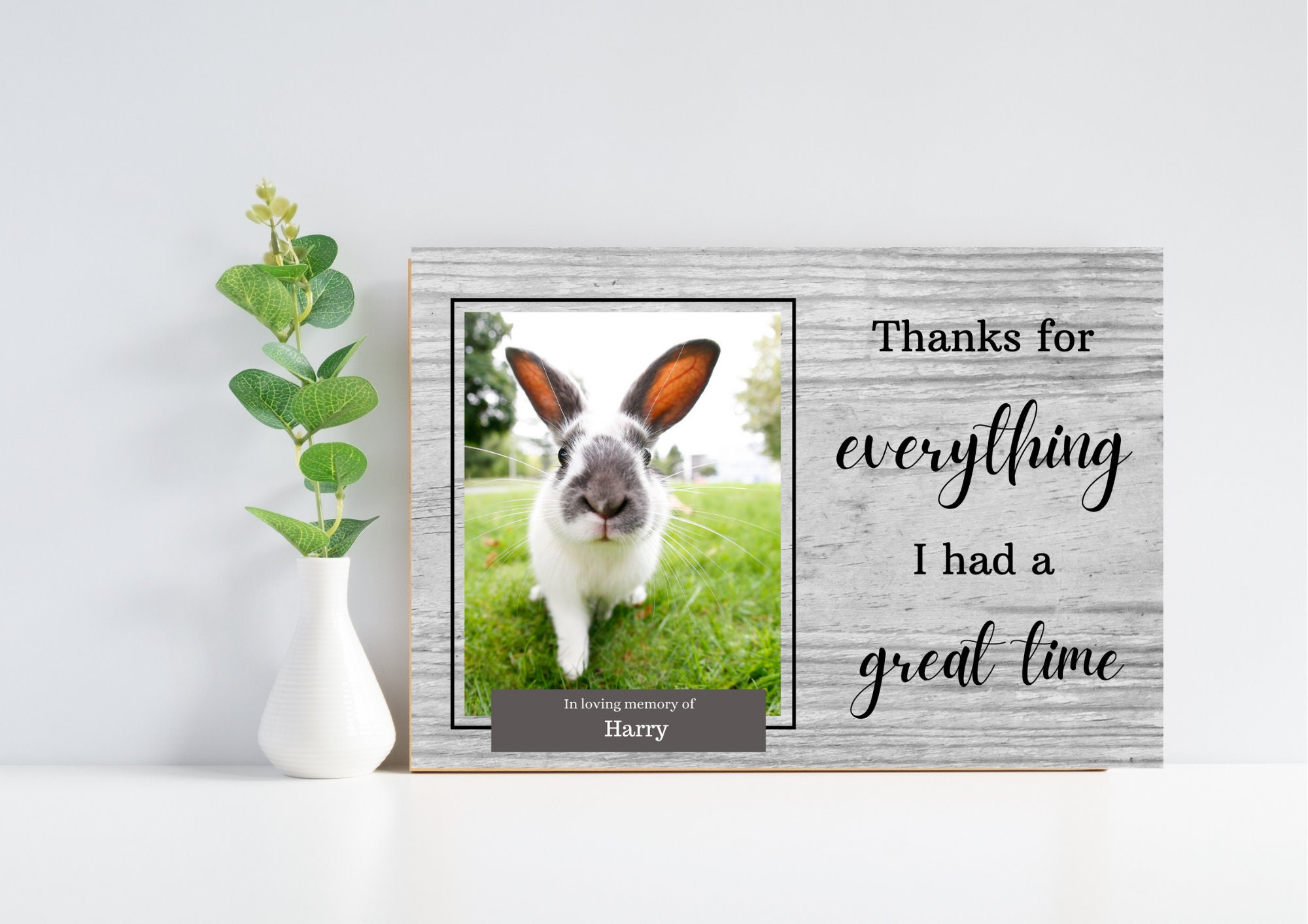 Rabbit Memorial Gift, Bunny Loss, Personalized Pet Memorial Frame