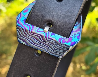 timascus mokume gane buckle, customizable size and materials, custom made luxury watch buckle and customized belt buckle