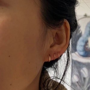 Double Piercing Gold Filled Spiral Ear Hugger Earring | Faux Triple Piercing Ear Crawler | Small Hoop Huggie Earrings