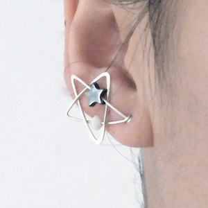 Star Earrings Star Ear Climbers Sterling Silver Star Earrings Wire Wrap Earrings Handmade Earrings Celestial Earrings White image 1