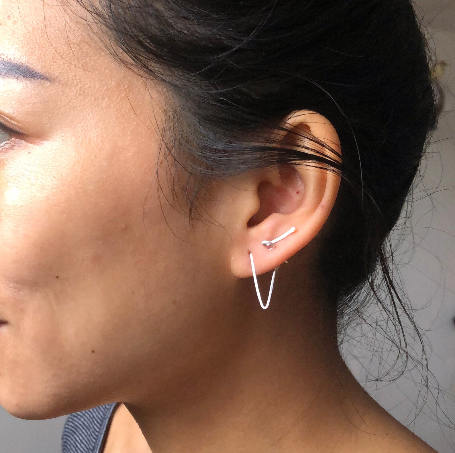 Double Piercing Two Hole Earring Double Piercing Ear Crawler Etsy UK