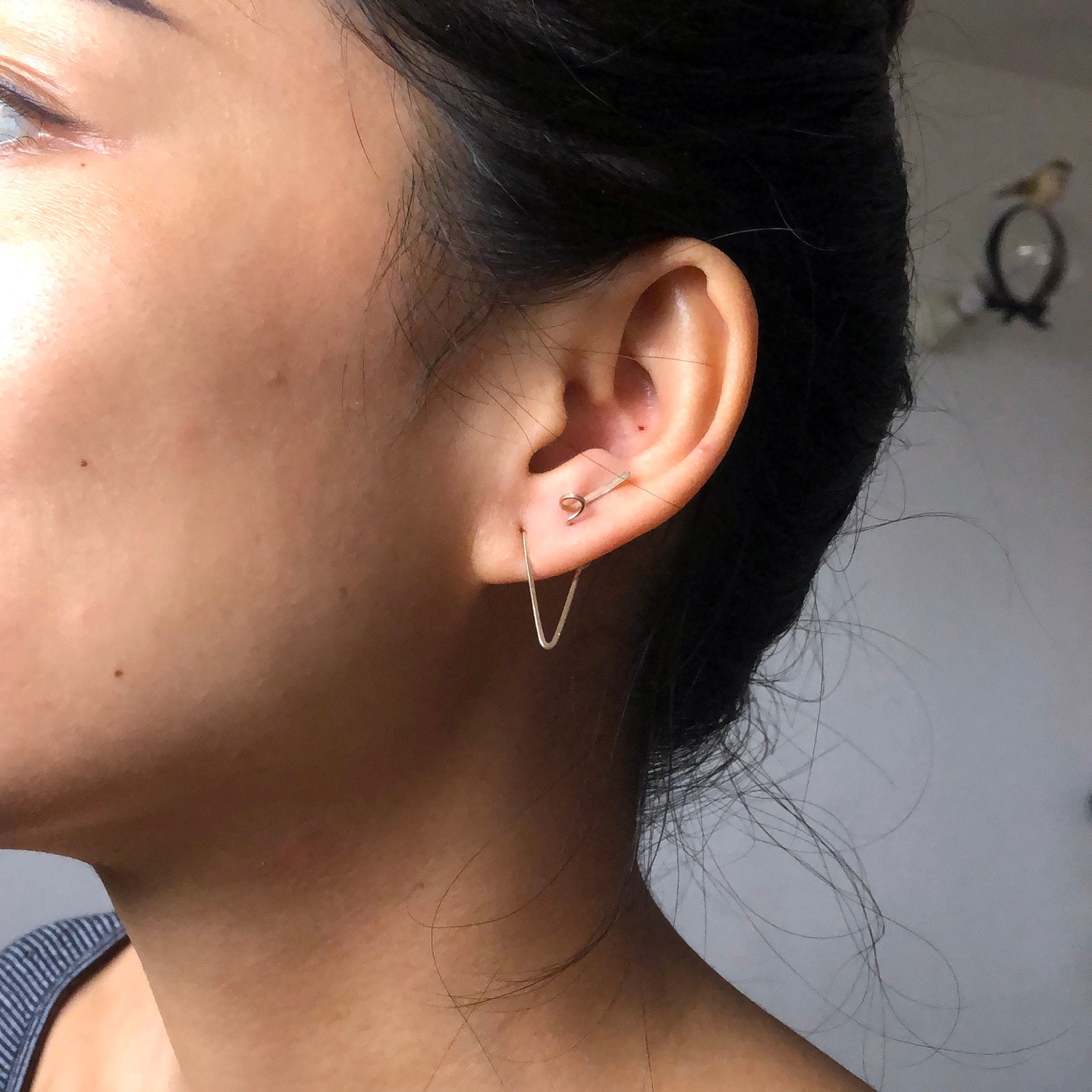 Gold-filled Double Piercing Two Hole Earring | Double Piercing Ear ...