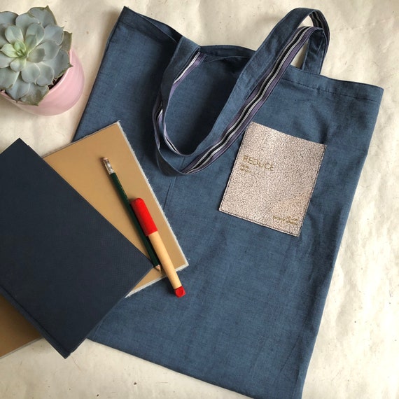 Organic Cotton Tote Bag Blue Organic Canvas Tote Foldable Shopping Bag Sustainable Book Bag Eco Friendly Bag Gift Etsy