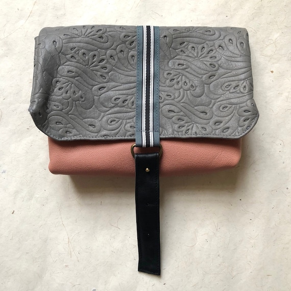 Grey and pink clutch best sale bag