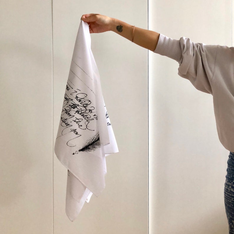 Screen Printed Lightweight White Cotton Summer Scarf  Boho image 4