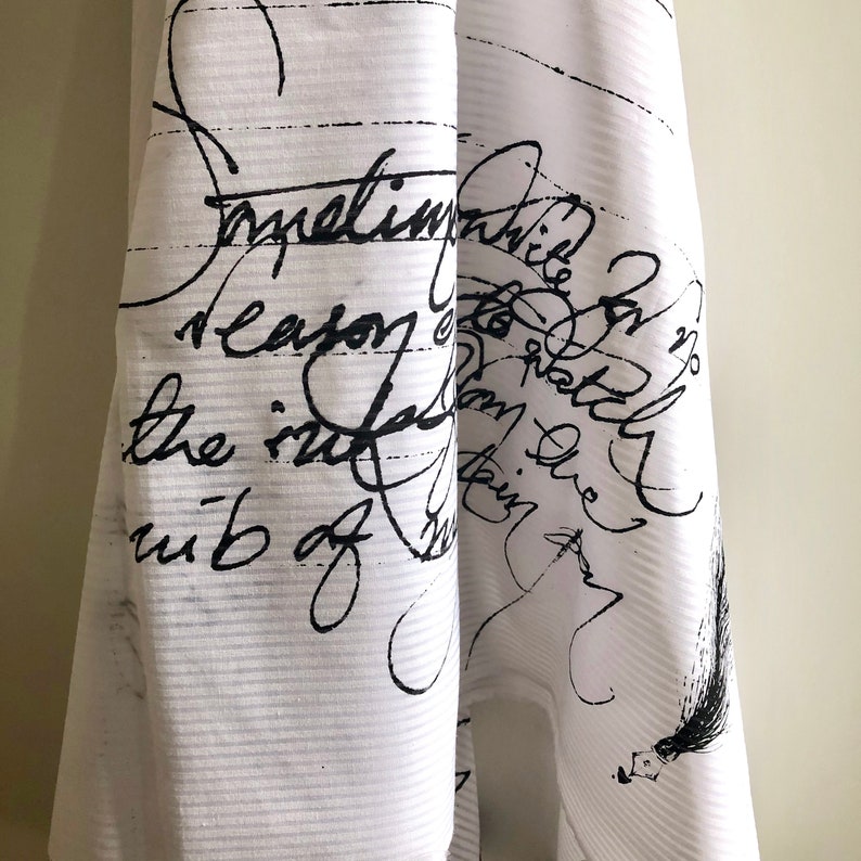 Screen Printed Lightweight White Cotton Summer Scarf  Boho image 6