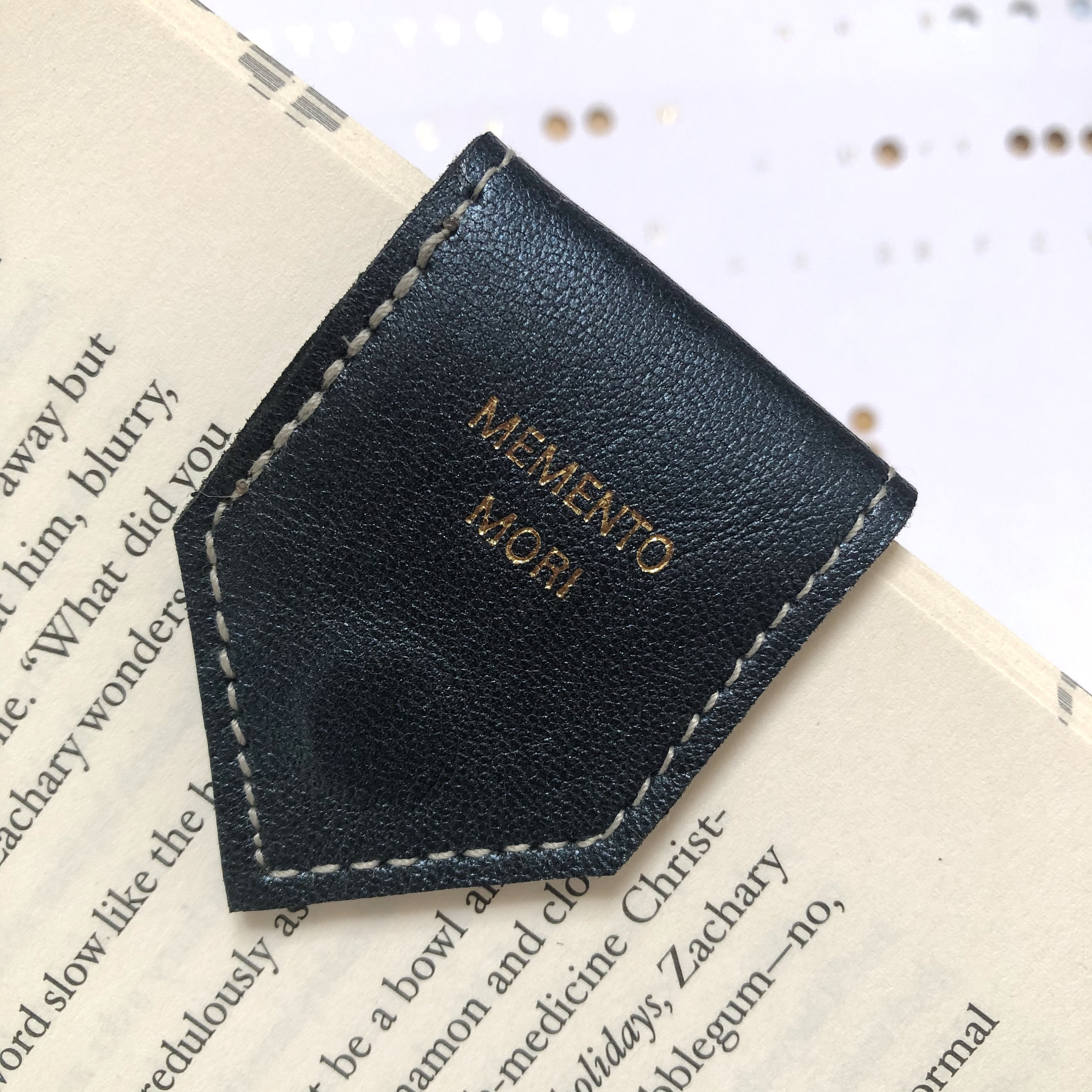 Bookmark Leather Bookmark Metallic Blue W Grey Etsy UK