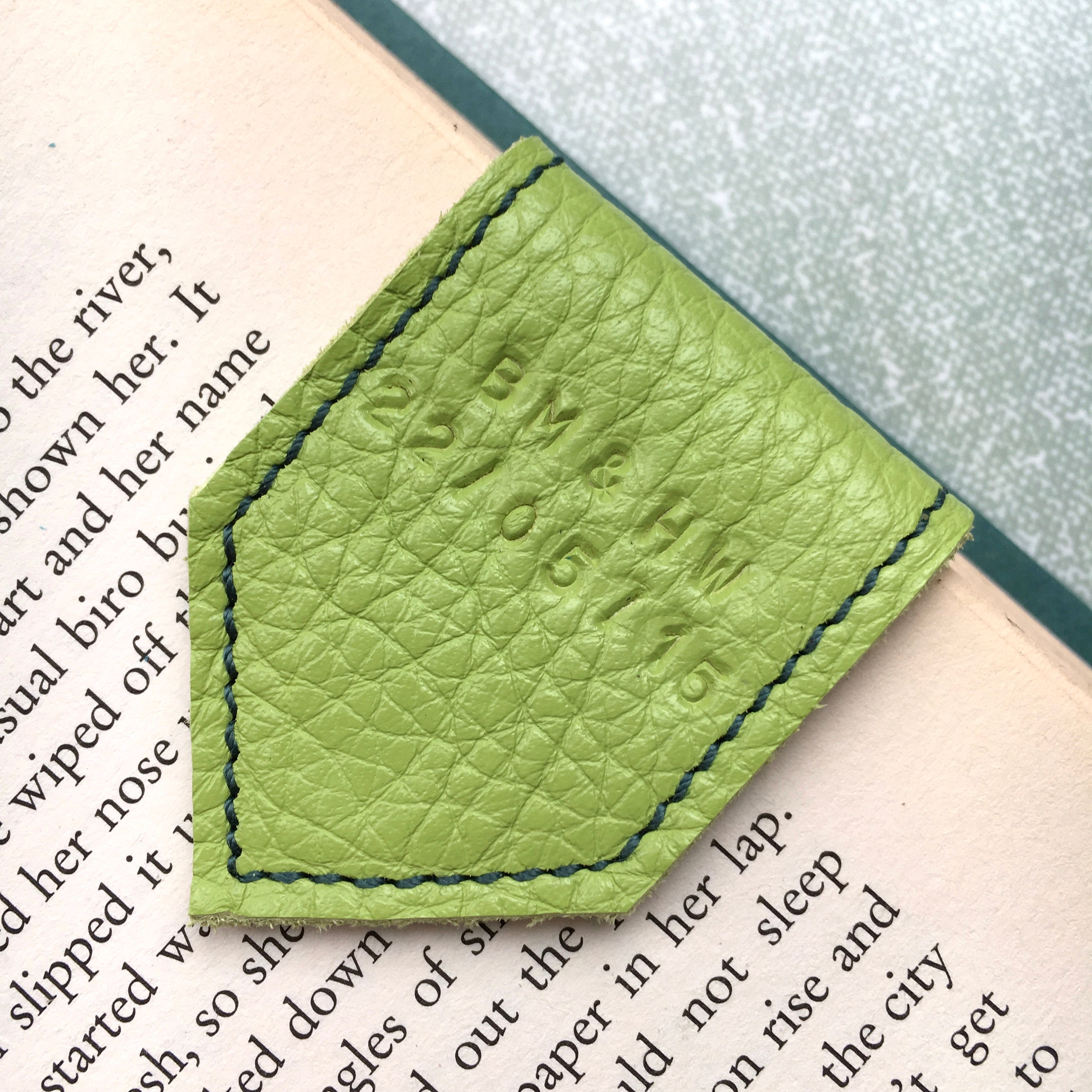 Bookmark Leather Bookmark Neon Green with Green Etsy