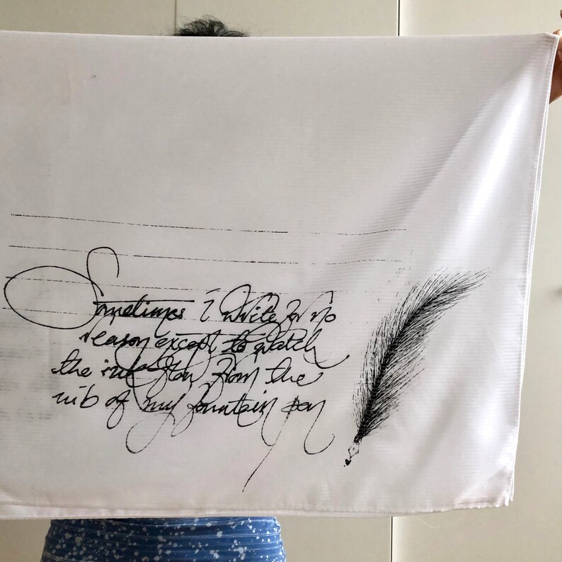 Screen Printed Lightweight White Cotton Summer Scarf  Boho image 0